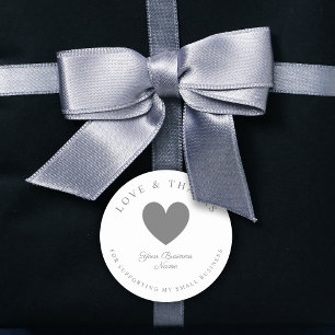 Grey Heart Love & Thanks Supporting Small Business Classic Round Sticker