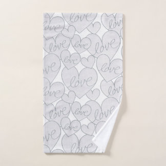 Grey Heart Love Wedding Elegant  Hand Towel