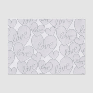 Grey Heart Love Wedding Elegant   Tissue Paper
