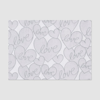 Grey Heart Love Wedding Elegant   Tissue Paper