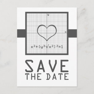 Grey Heart Math Graph Save the Date Postcard