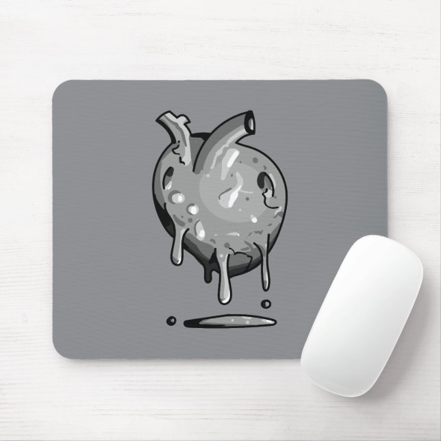 grey heart mouse mat (With Mouse)
