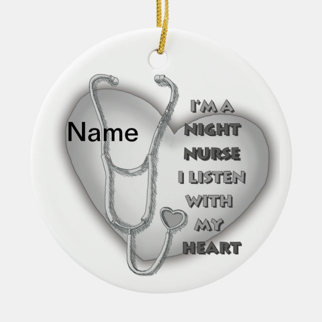 Grey Heart Night Nurse Ceramic Tree Decoration (Front)