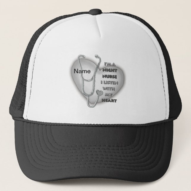Grey Heart Night Nurse Trucker Hat (Front)