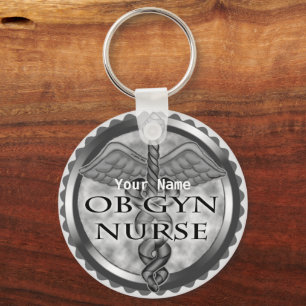 Grey heart ObGyn Nurse Key Ring