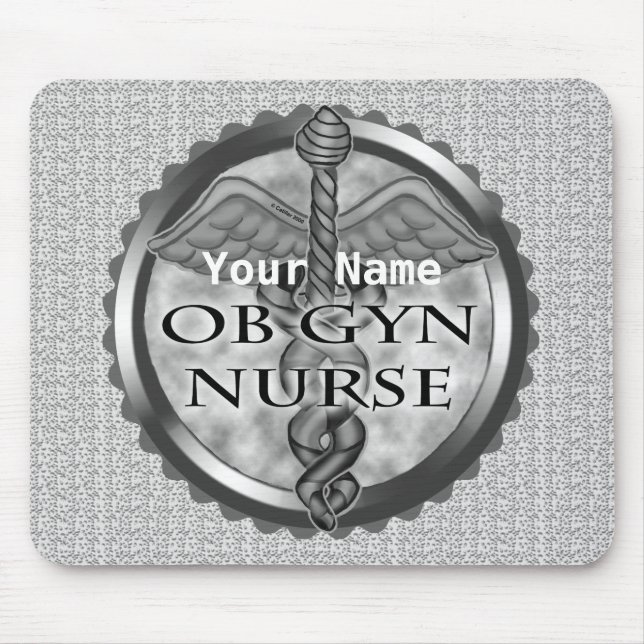 Grey heart ObGyn Nurse Mouse Mat (Front)