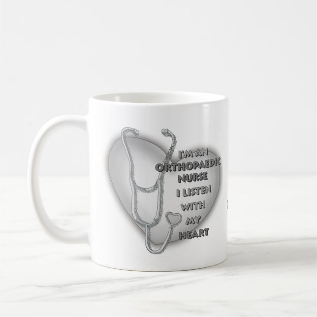 Grey Heart Orthopaedic Nurse Coffee Mug (Left)