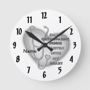 Grey Heart Orthopaedic Nurse Round Clock