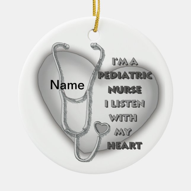 Grey Heart Paediatrics Nurse Ceramic Tree Decoration (Front)