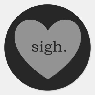 Grey Heart Sigh Classic Round Sticker