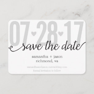 Grey Hearts and Chevron Big Numbers Save the Date