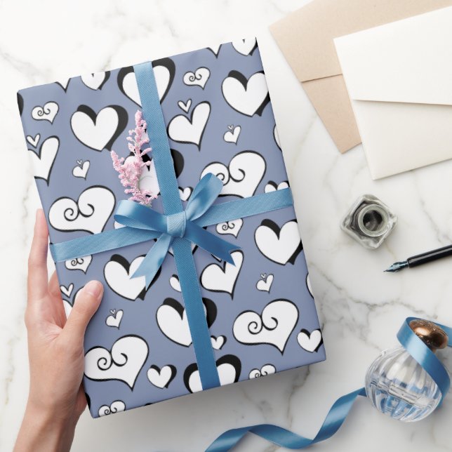 Grey Hearts Wrapping Paper (Gifting)