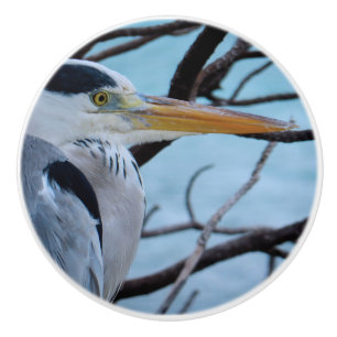 Grey Heron Ceramic Knob