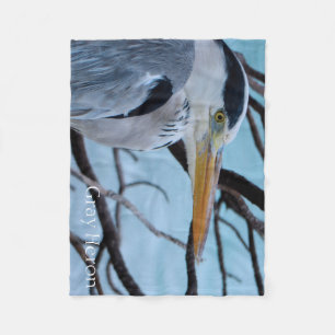 Grey Heron Fleece Blanket