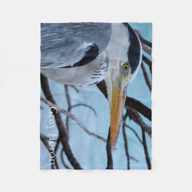 Grey Heron Fleece Blanket (Front)