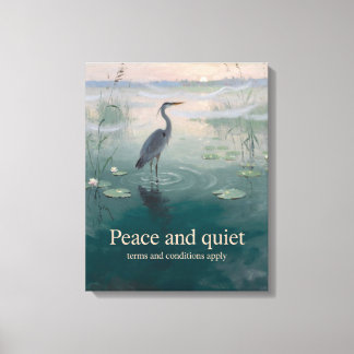Grey Heron Misty Marsh Dawn Wrapped Canvas