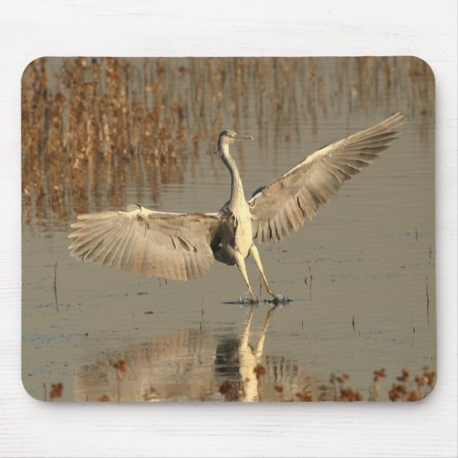 Grey Heron Mouse Mat (Front)