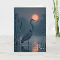 Grey Heron With Pink Moon Sympathy