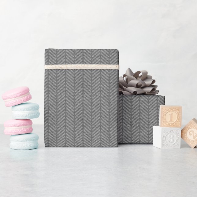 Grey Herringbone Pattern Wrapping Paper Roll (Baby Shower)
