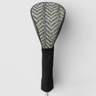 Grey herringbone tweed pattern golf head cover
