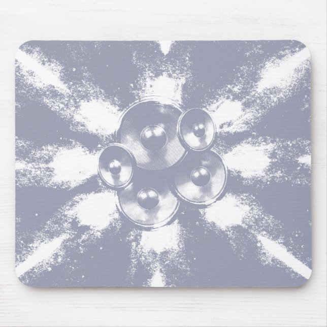Grey high contrast music speakers mouse mat (Front)