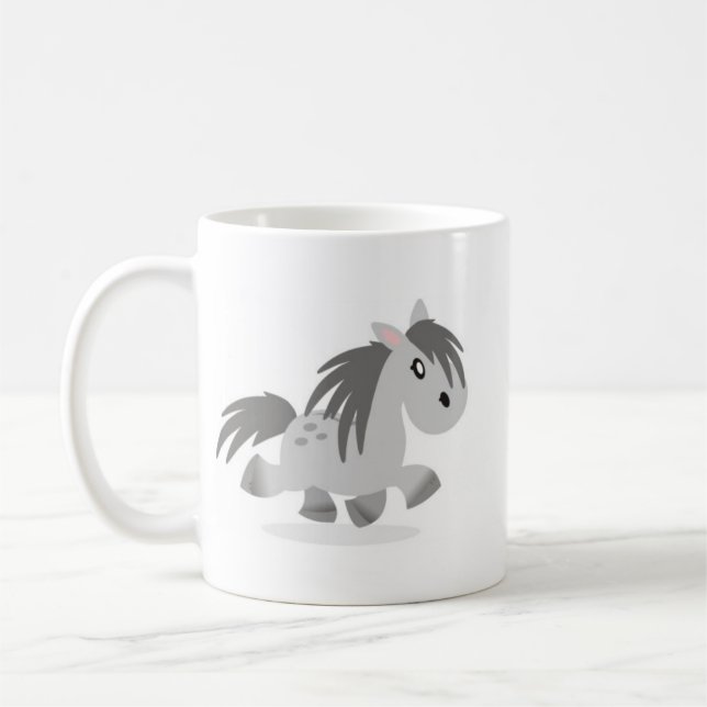 Grey Highland Pony Cartoon Mug (Left)