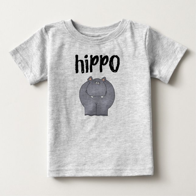Grey Hippo Baby T-Shirt (Front)