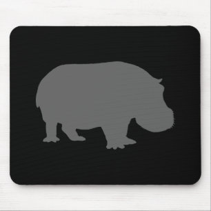 Grey Hippo Silhouette Mouse Mat