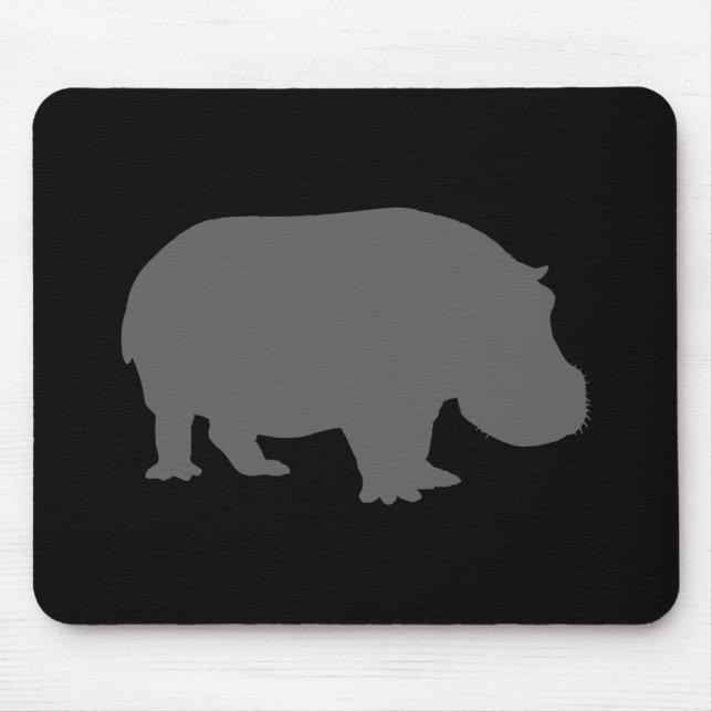 Grey Hippo Silhouette Mouse Mat (Front)