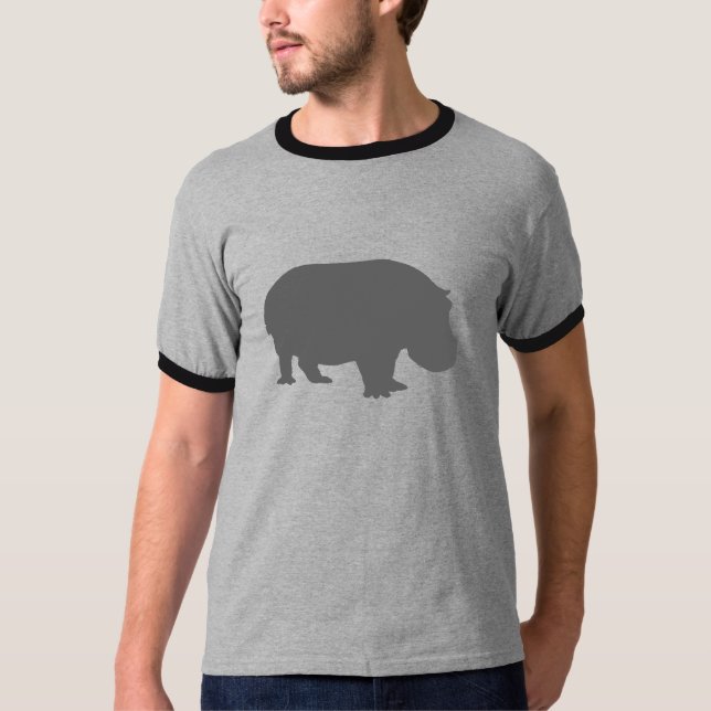 Grey Hippo Silhouette T-Shirt (Front)