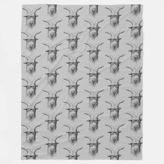 Grey Hipster Goat Fleece Blanket (Front)