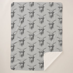Grey Hipster Goat Sherpa Blanket