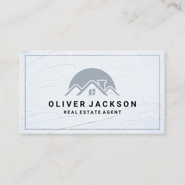 Grey Home Rooftop Logo Business Card (Front)