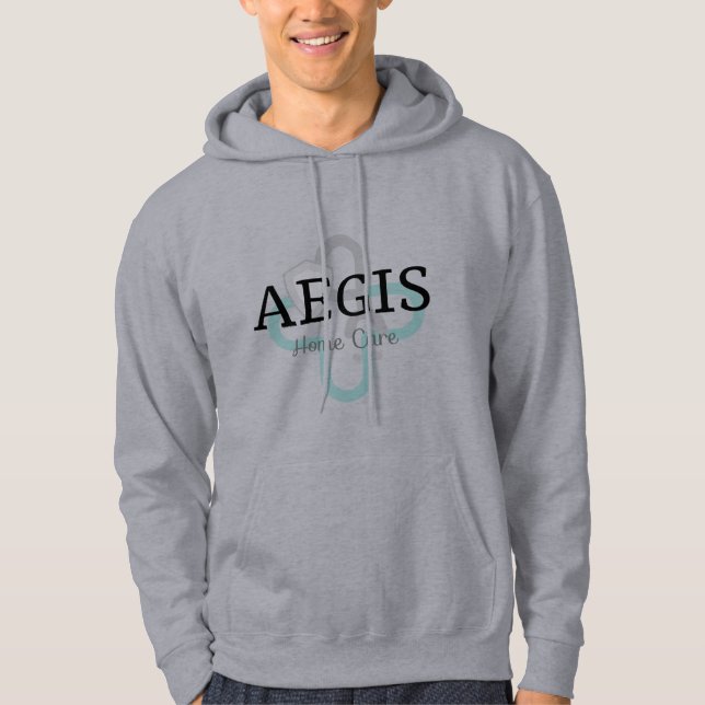 Grey Hoodie - Layered teal logo (Front)