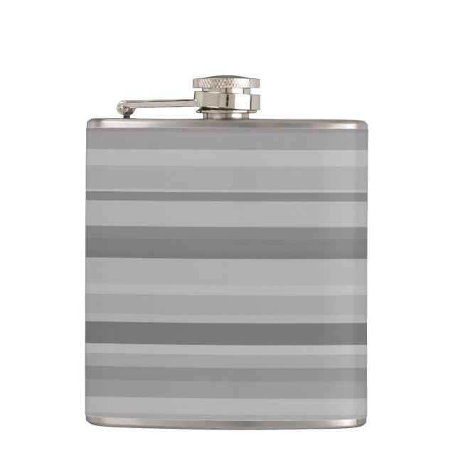 Grey horizontal stripes hip flask (Front)