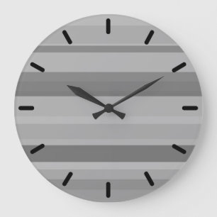 Grey horizontal stripes large clock
