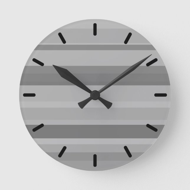 Grey horizontal stripes round clock (Front)