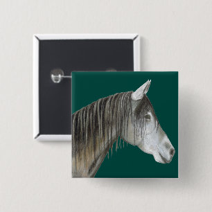 Grey Horse 15 Cm Square Badge