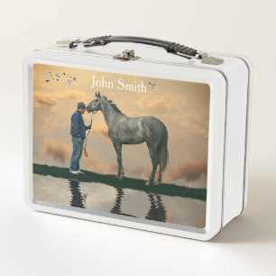 Grey Horse And Groom OTTB Lunch Box