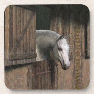 Grey Horse at the Stable Door Coaster