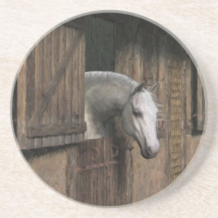 Grey Horse at the Stable Door Coaster