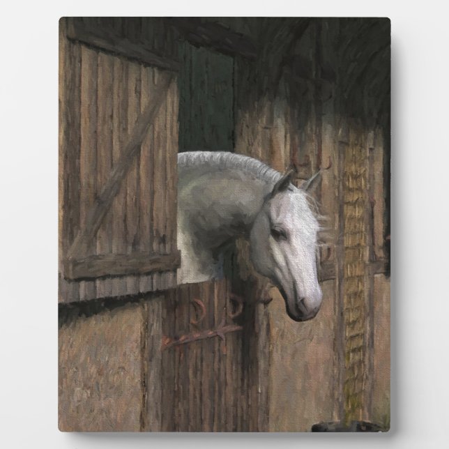 Grey Horse at the Stable Door Plaque (Front)