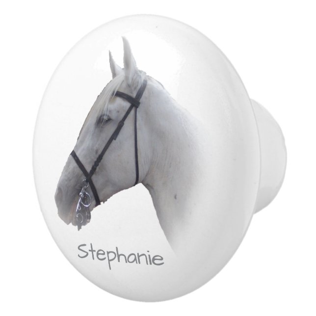 Grey Horse Design Personalised Ceramic Knob (Right)