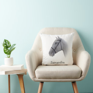 Grey Horse Design Personalised Cushion