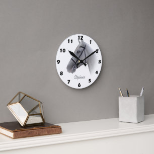 Grey Horse Design Personalised Round Clock