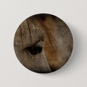 Grey Horse Face Grunge 6 Cm Round Badge