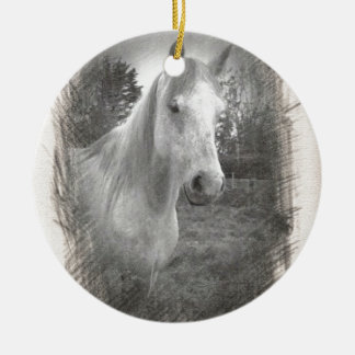 Grey Horse picture Ceramic Tree Decoration