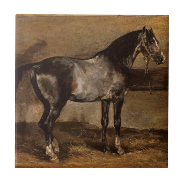Grey horse rack by Theodore Gericault Tile (Front)