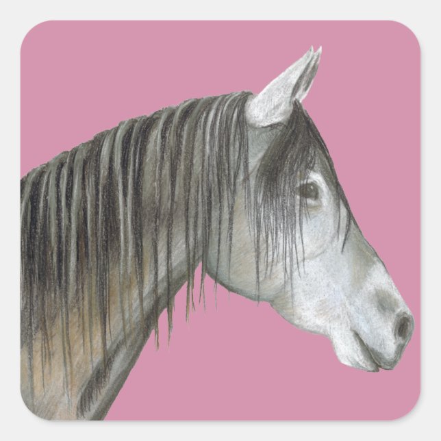 Grey Horse Square Sticker (Front)