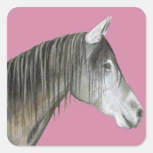 Grey Horse Square Sticker